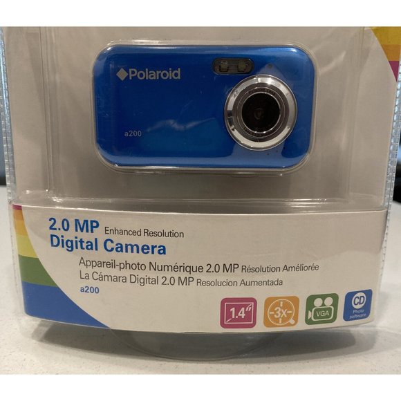 NEW In Package Blue Polaroid a200 2.0 MegaPixel "Starter" Camera w/ LCD Display - Picture 3 of 9